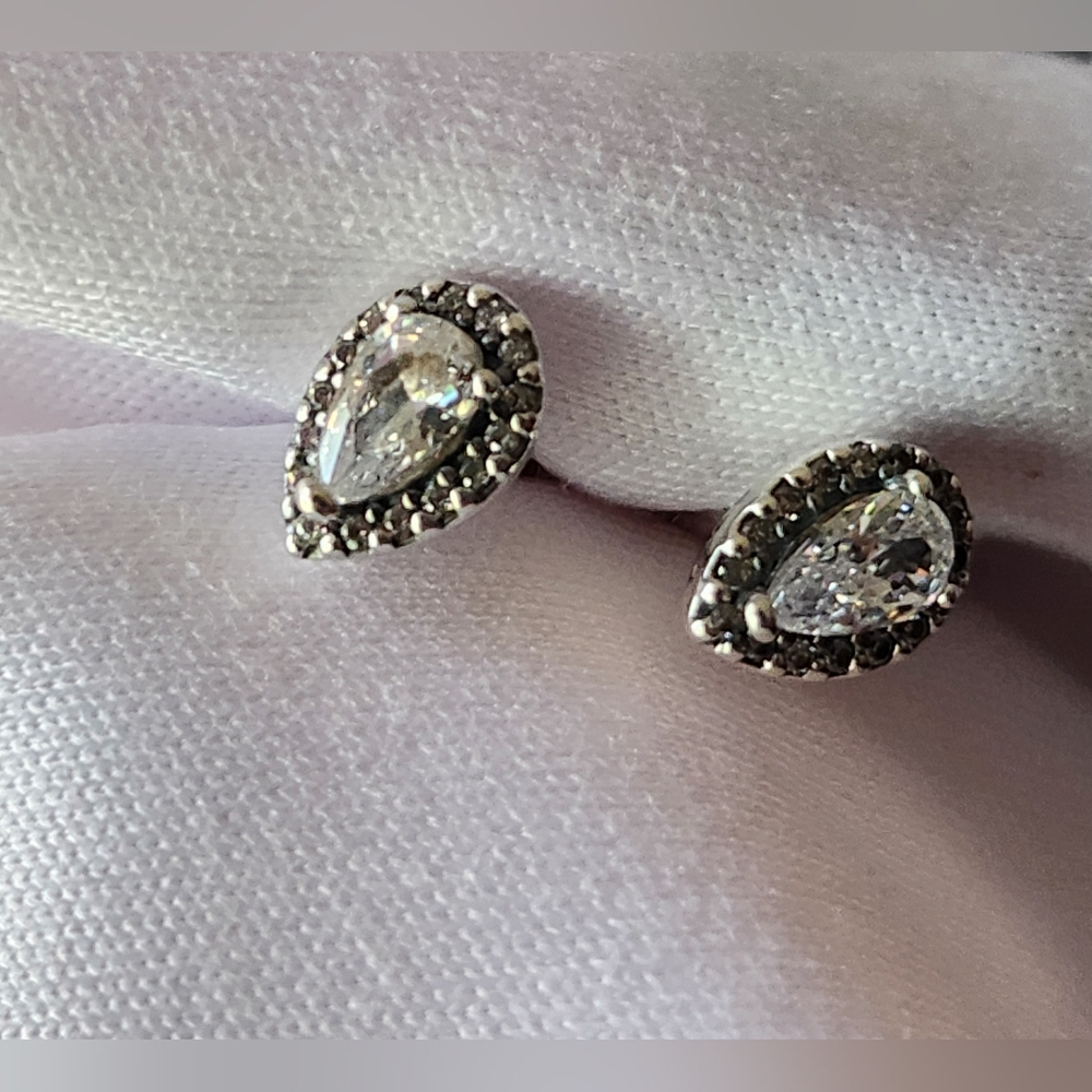 Pandora Sterling Silver Teardrop Earrings 925 ALE